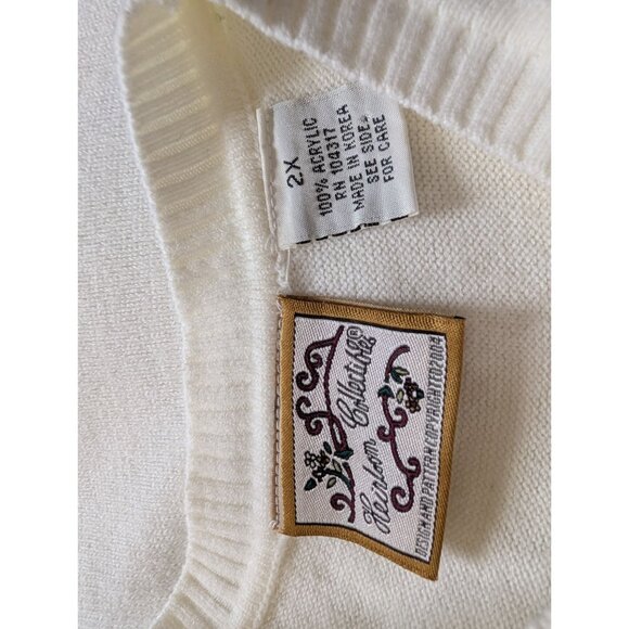 Vintage Heirloom Collectibles White Short-Sleeve Sweater 2X Acrylic Plus Size - Picture 5 of 7